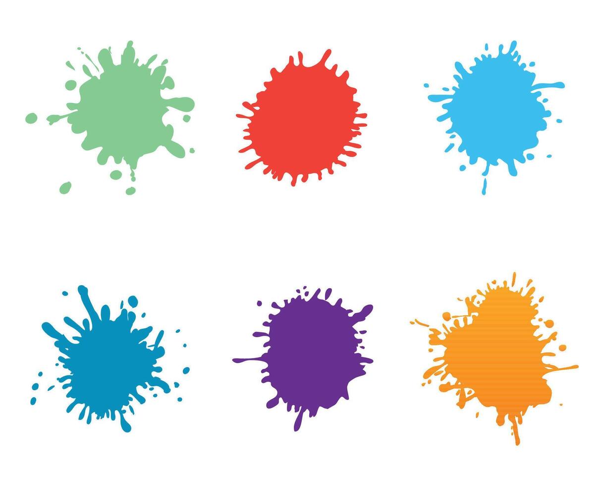 Paint splatter colorful set. Round splash flat collection vector