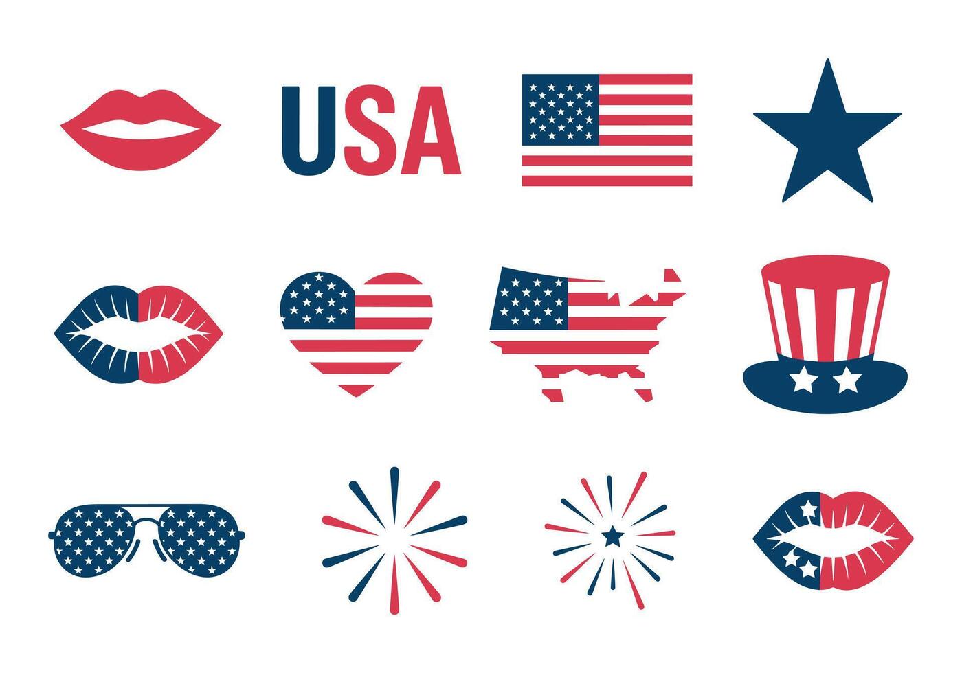 Patriotic USA Elements for Celebrations On White Background vector
