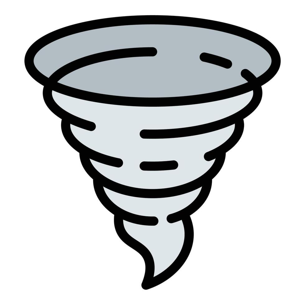 Tornado icon flat line style illustration representing extreme weather and natural disasters, suitable for emergency preparedness, meteorology, and climate-related projects vector