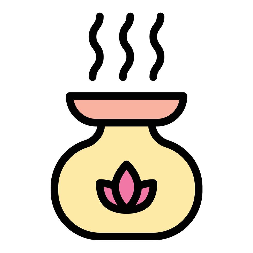 Aromatherapy icon flat line style illustration representing essential oils and wellness treatments, suitable for health, beauty, and relaxation-related projects vector