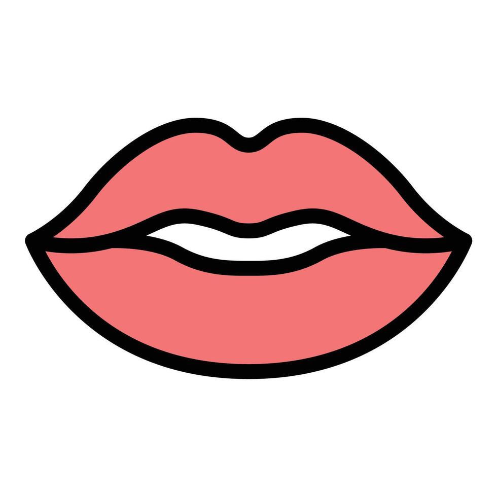 Lips icon flat line style illustration representing beauty, expression, and cosmetics, suitable for makeup, fashion, and personal care-related projects vector