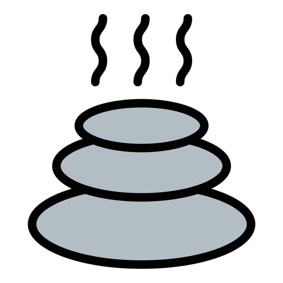 Hot stones icon flat line style illustration representing massage therapy and relaxation techniques, suitable for spa, wellness, and health-related projects vector