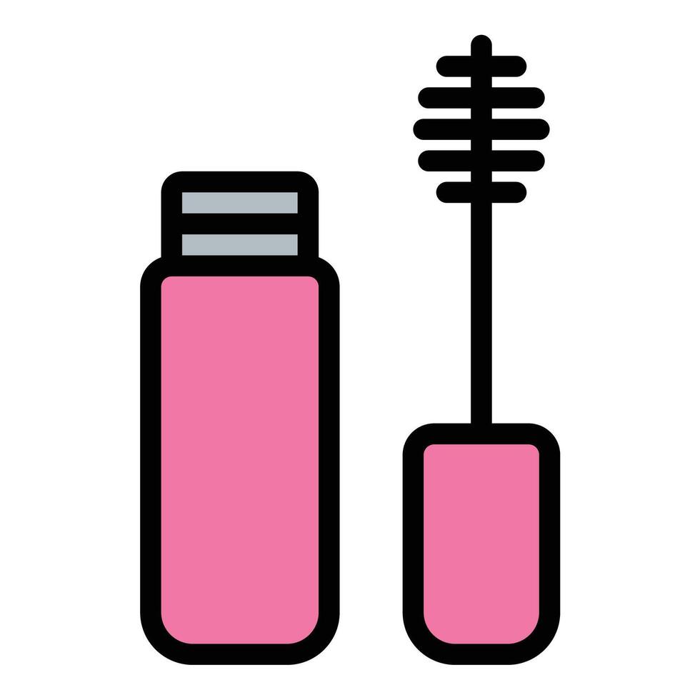 Eye mascara icon flat line style illustration representing eye makeup and lash enhancement, suitable for beauty, cosmetics, and personal care-related projects vector