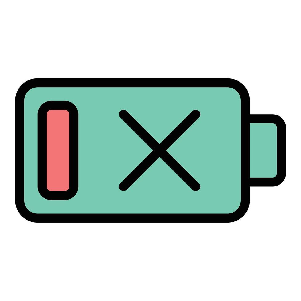 Low battery icon flat line style illustration representing power depletion and device status, suitable for technology, electronics, and energy-related projects vector