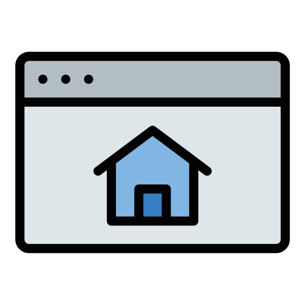 Homepage icon flat line style illustration representing the main landing page of a website, suitable for web design, user interface, and digital projects vector