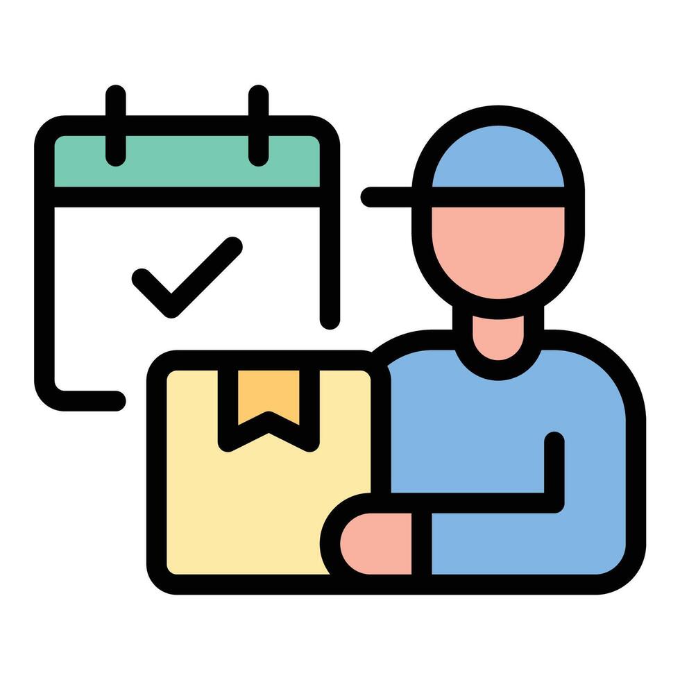 Schedule delivery icon flat line style illustration representing planned shipment and timely logistics, suitable for e-commerce, supply chain, and delivery service projects vector