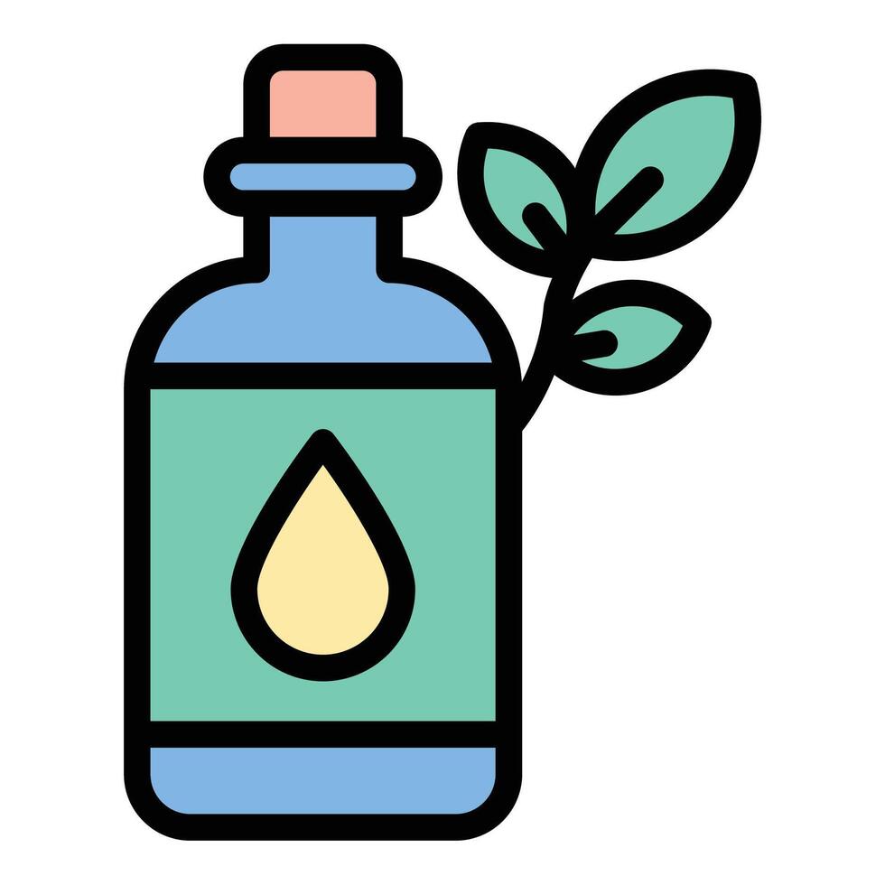 Vegetable oil icon flat line style illustration representing cooking oil and food ingredients, suitable for culinary, food production, and health-related projects vector