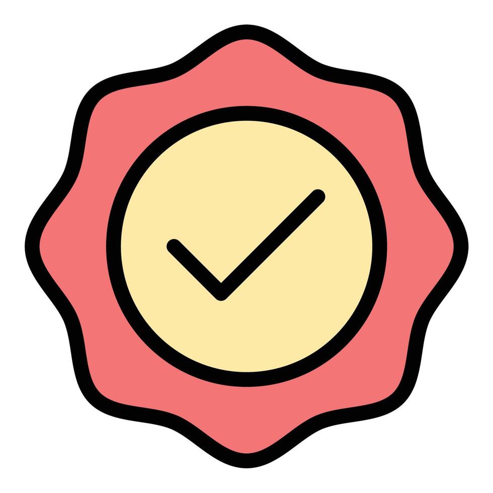 Seal icon flat line style illustration representing official approval and document authentication, suitable for legal, administrative, and certification-related projects vector
