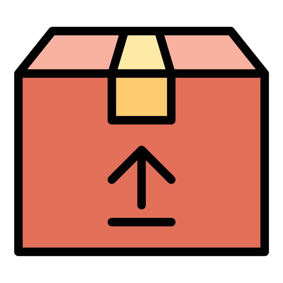 Delivery box icon flat line style illustration representing parcel shipment and packaging, suitable for e-commerce, logistics, and courier service projects vector