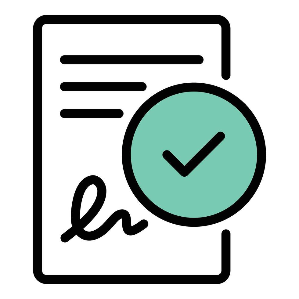 Confirmation icon flat line style illustration representing approval or verification, suitable for authentication, communication, and task completion-related projects vector