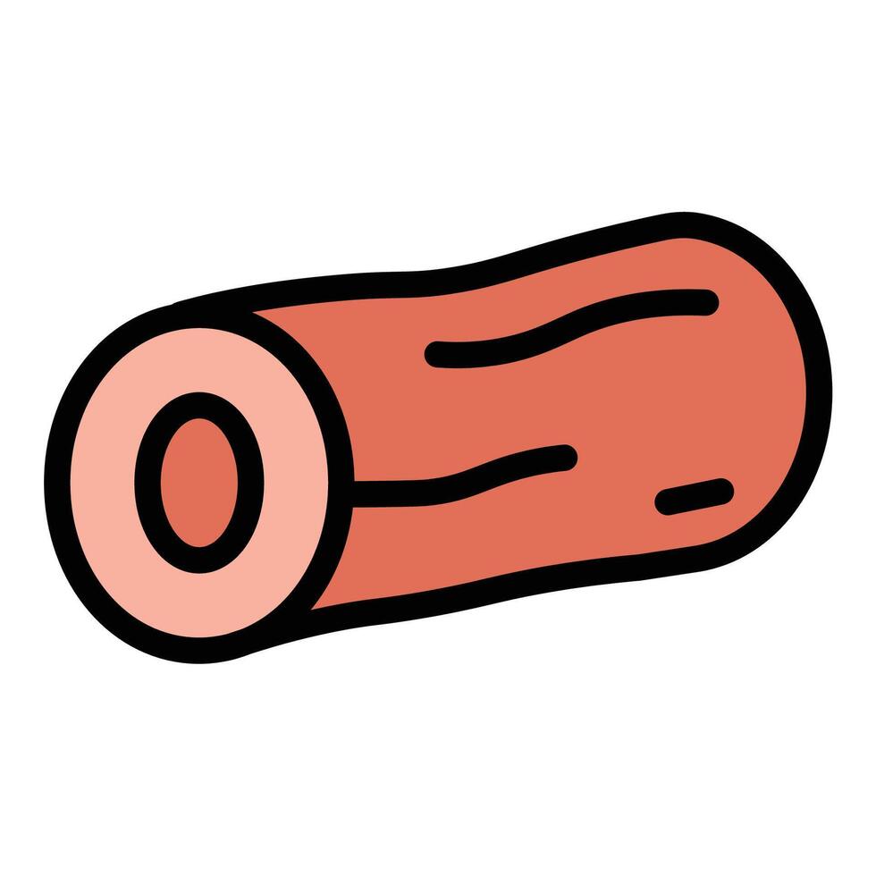 Wood log icon flat line style illustration representing raw timber and forestry resources, suitable for construction, woodworking, and nature-related projects vector
