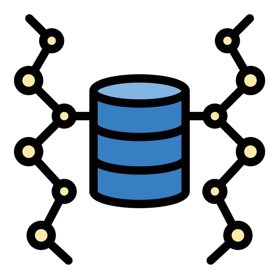 Big data icon flat line style illustration representing large-scale data processing and analytics, suitable for technology, data science, and business intelligence projects vector