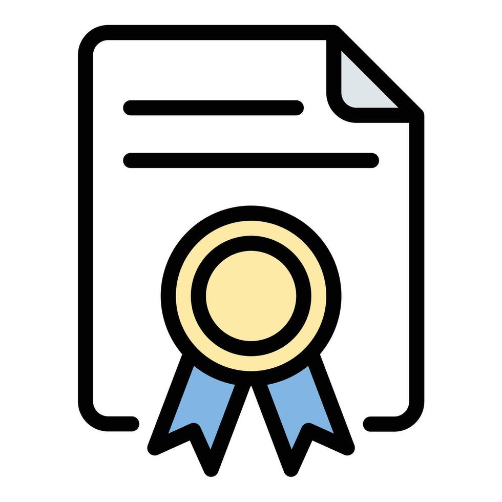 Certificate patent icon flat line style illustration representing intellectual property rights and official documentation, suitable for legal, innovation, and business-related projects vector