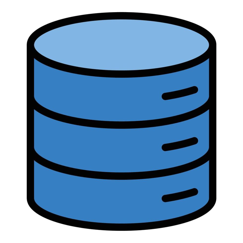 Database icon flat line style illustration representing structured data management and storage systems, suitable for software development, IT, and data-driven projects vector