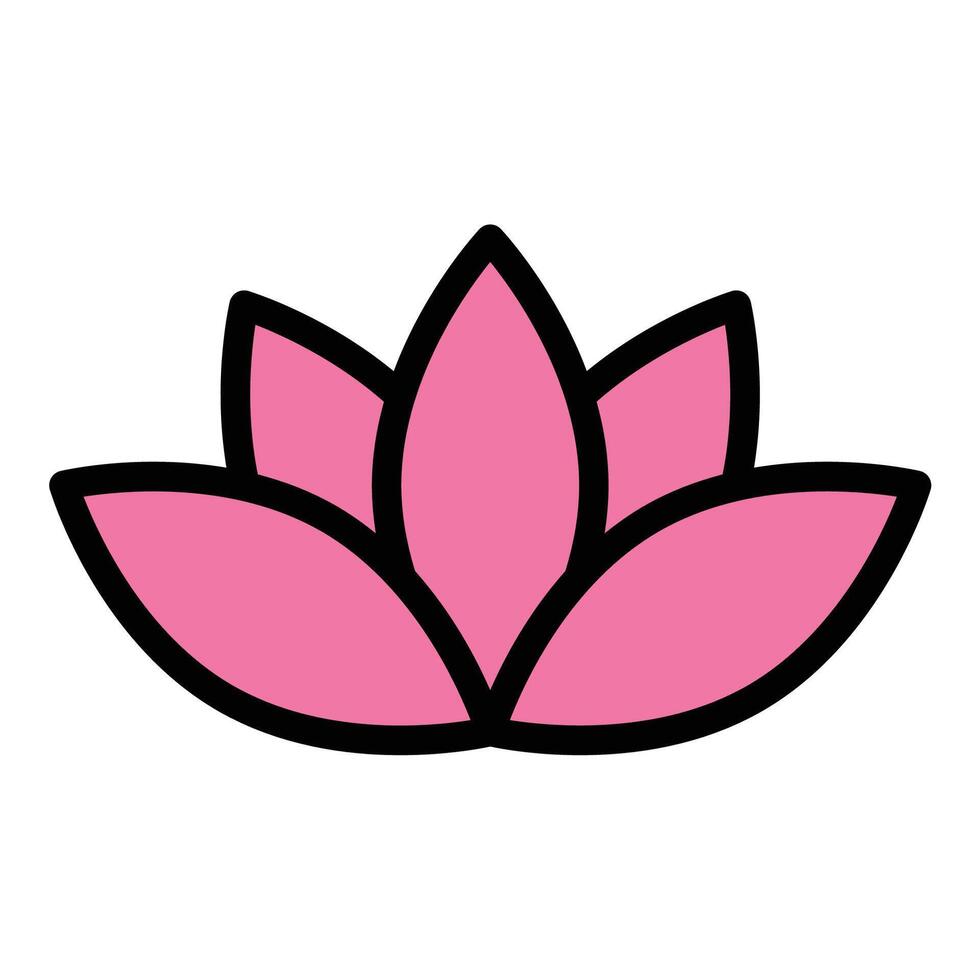 Lotus icon flat line style illustration representing purity, spirituality, and meditation, suitable for wellness, yoga, and mindfulness-related projects vector