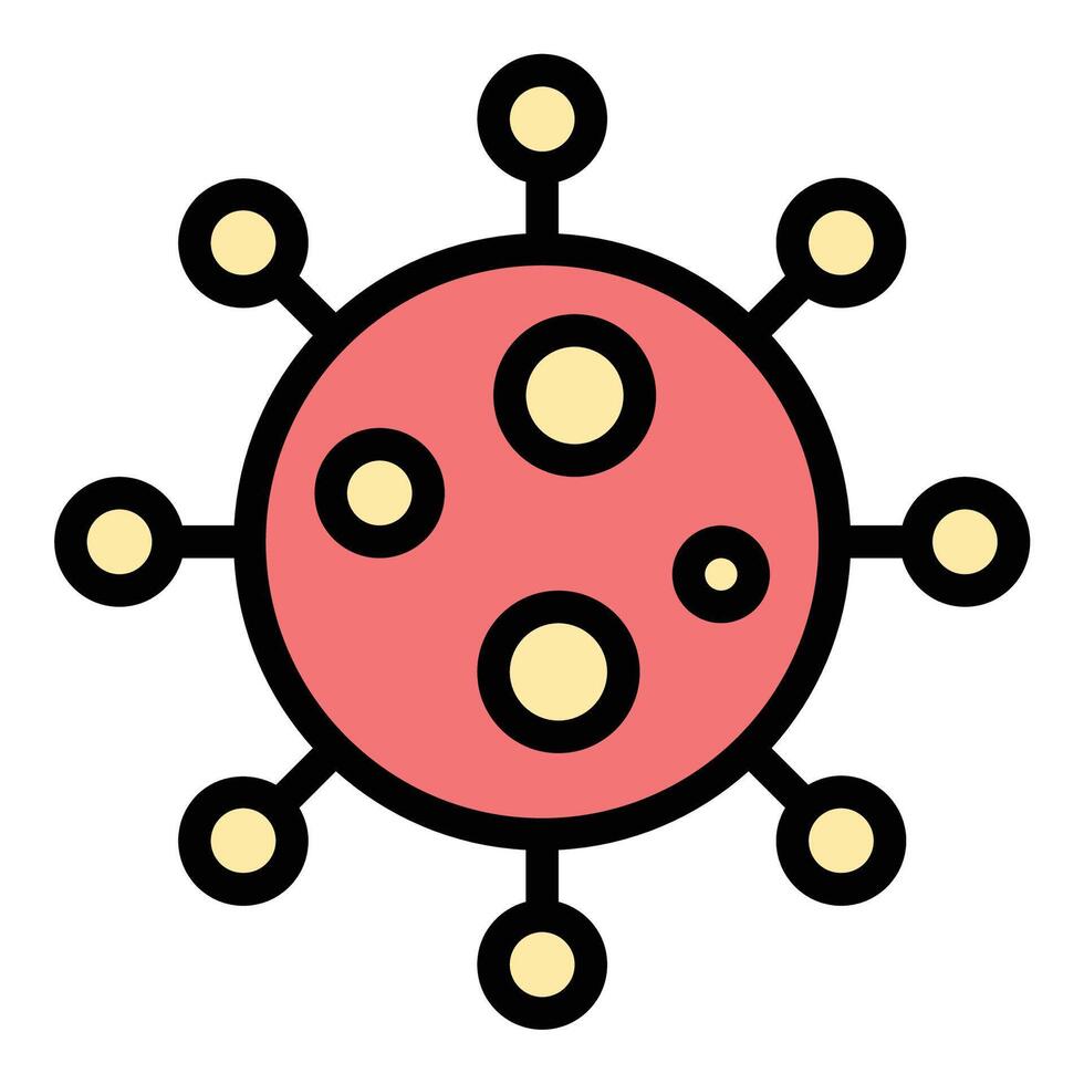 Virus icon flat line style illustration representing infectious diseases and digital threats, suitable for healthcare, cybersecurity, and safety awareness projects vector