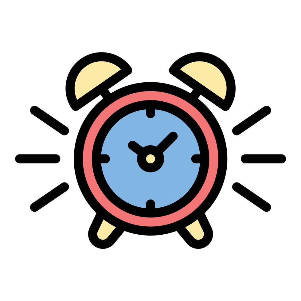 Alarm icon flat line style illustration representing alerts and time notifications, suitable for security, scheduling, and productivity-related projects vector