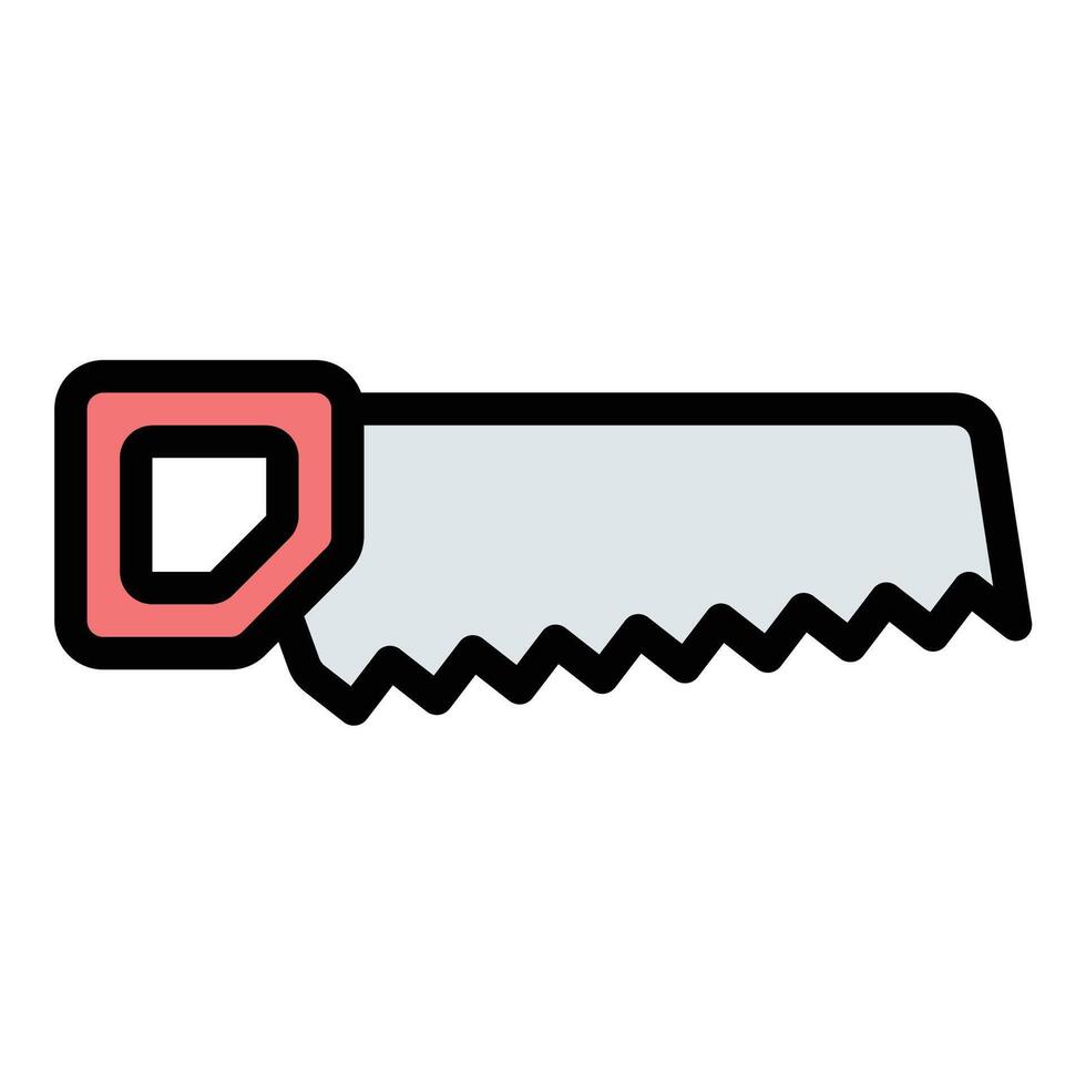 Saw icon flat line style illustration representing cutting tools and woodworking, suitable for construction, carpentry, and DIY projects vector