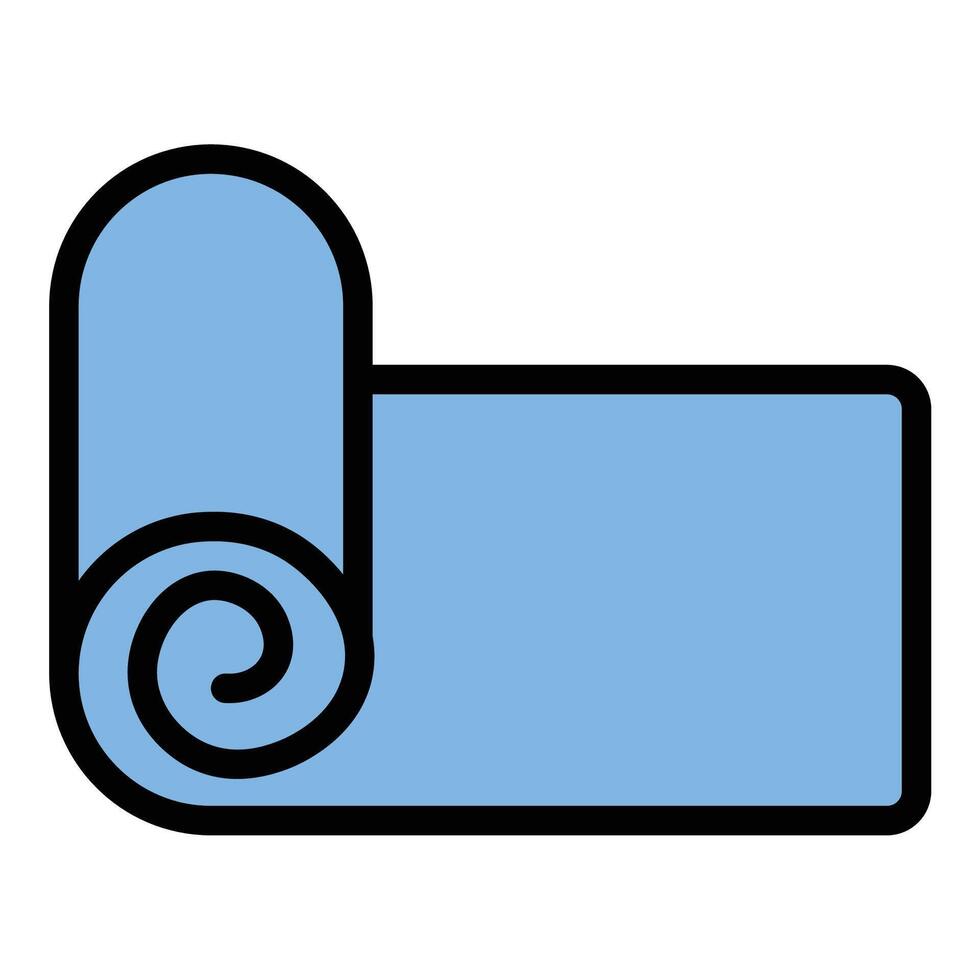 Yoga mat icon flat line style illustration representing fitness and meditation practice, suitable for wellness, yoga, and exercise-related projects vector