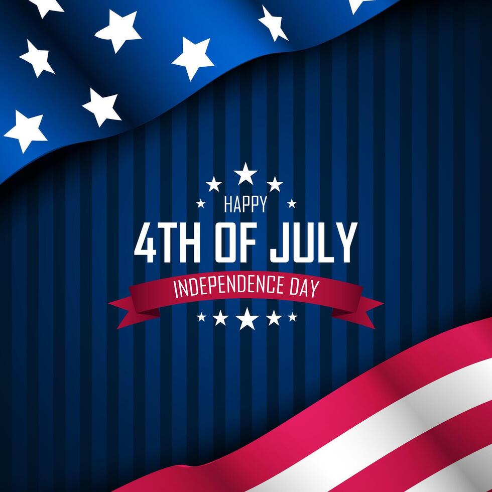 Design banner with American flag for Happy Fourth of July Independence day USA event vector