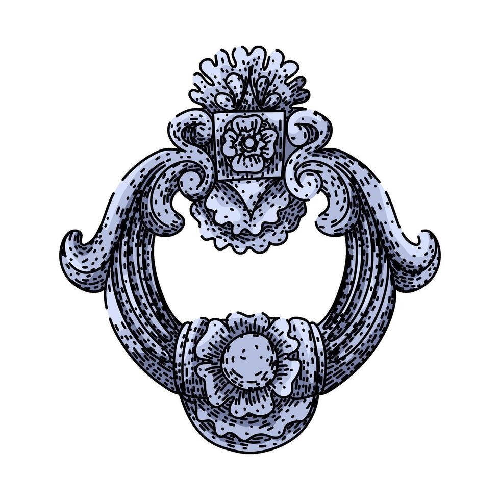 decorative iron door knocker sketch drawn item vector