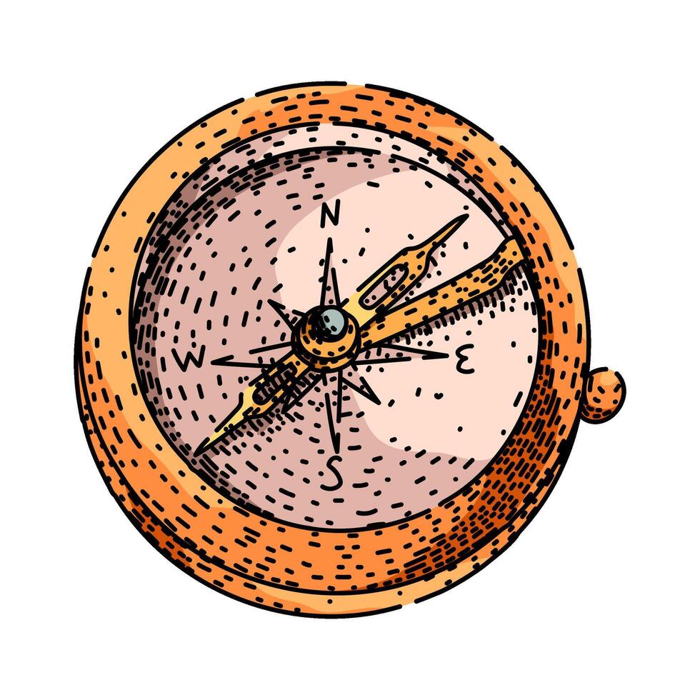 magnetic compass sketch drawn item vector