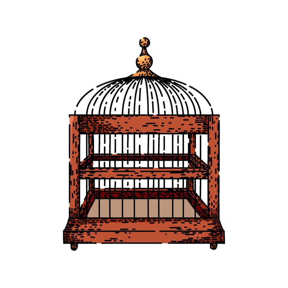 aviary birdcage sketch hand drawn vector