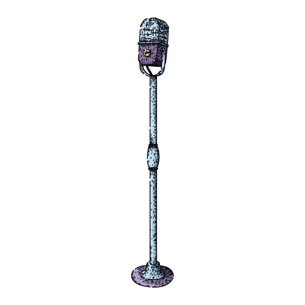 condenser microphone sketch drawn item vector