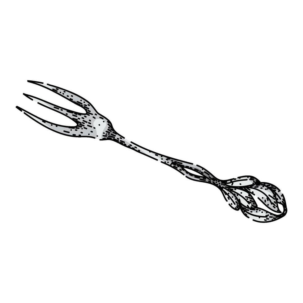 cutlery fork engraved silver sketch drawn vector