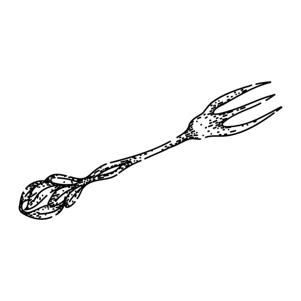 cutlery fork engraved silver sketch drawn item vector
