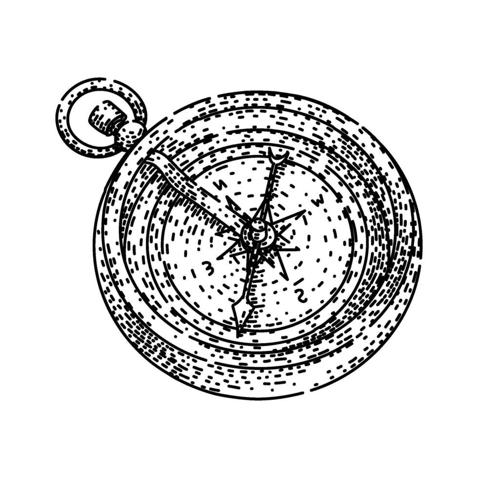 east compass sketch hand drawn vector