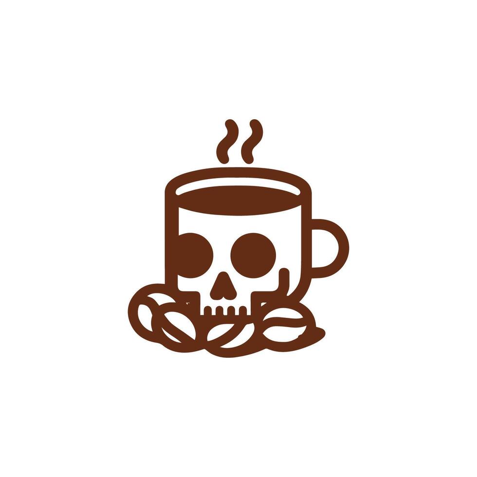 a skull and coffee beans are in a cup vector