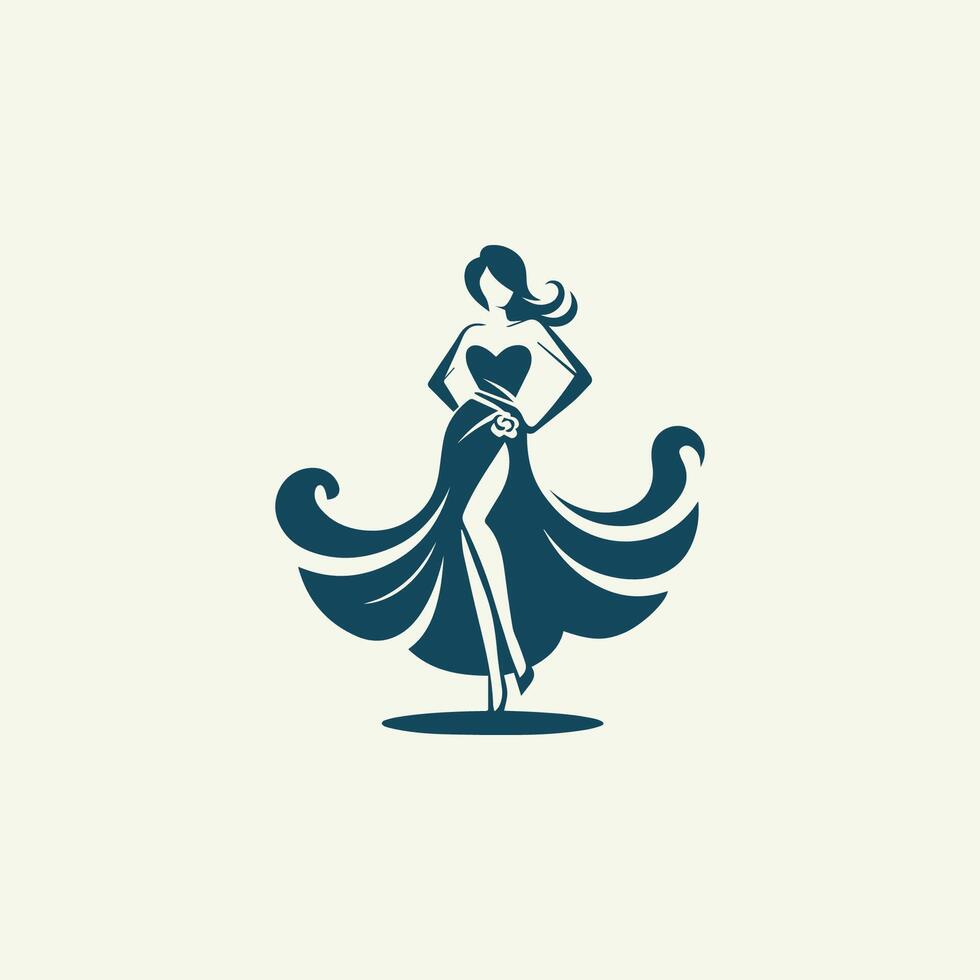 a woman in a dress logo design vector
