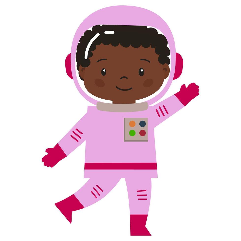 A little kid astronaut isolated on white background vector