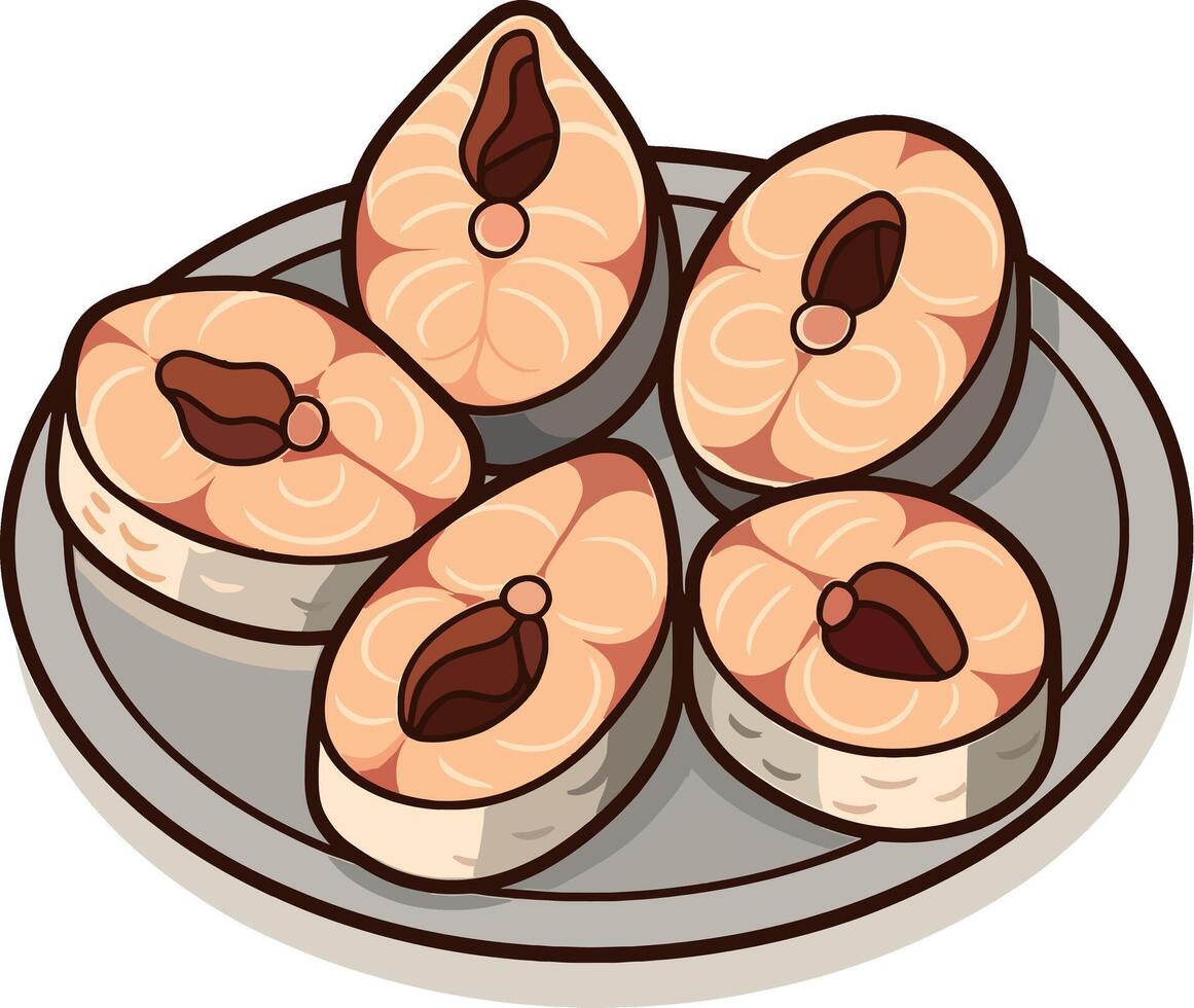 Fish Steaks on a Plate vector