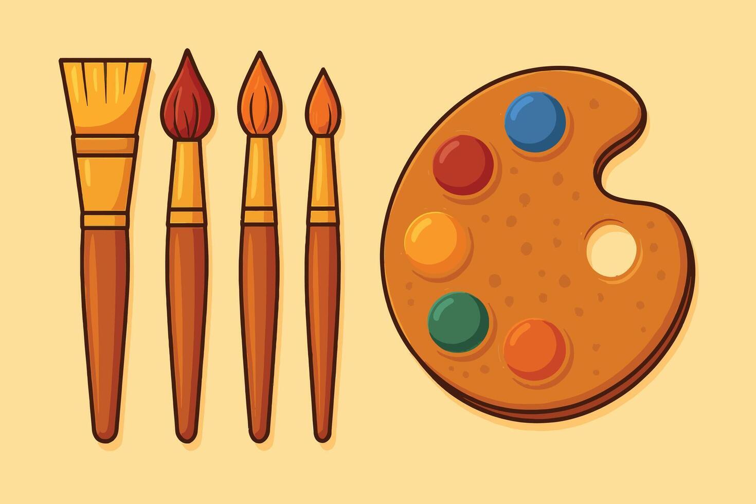 Paint Brushes and Palette A Set of Artistic Tools for Painting vector