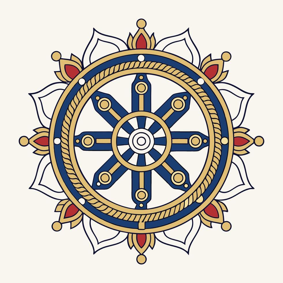 Intricate Dog Mandala Illustration A Detailed Design Featuring Symmetrical Patterns and Canine Imagery in a Variety of Colors vector