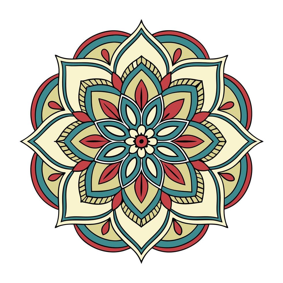 Intricate Cat Mandala Illustration with Geometric Patterns and CMYK Color Palette for Creative Projects vector