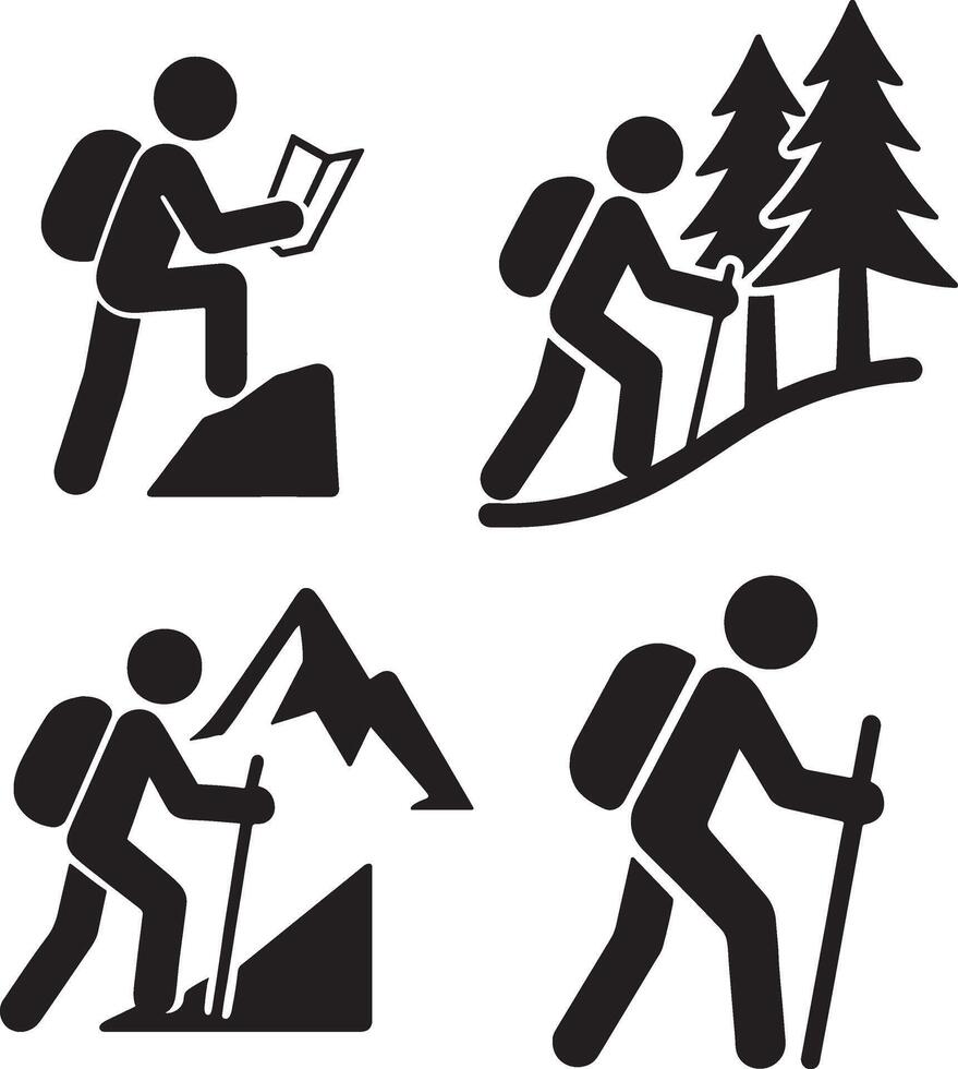 Hiker icon silhouette design with white background vector