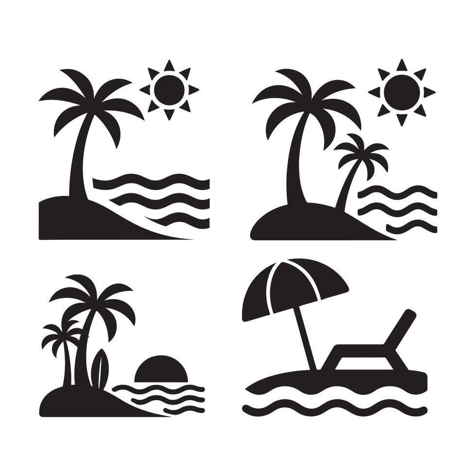 Beach icon silhouette design with white background vector