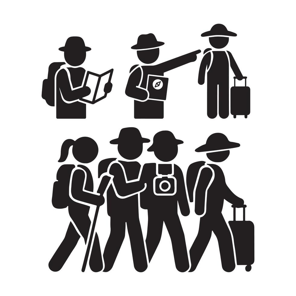 Tourist Icon Silhouette Design with Clean White Background vector