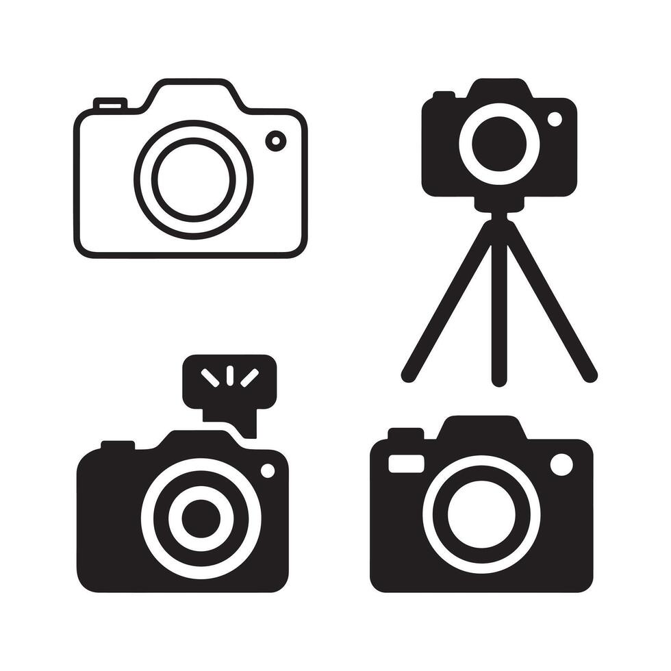 Camera Icon Silhouette Design with Clean White Background vector