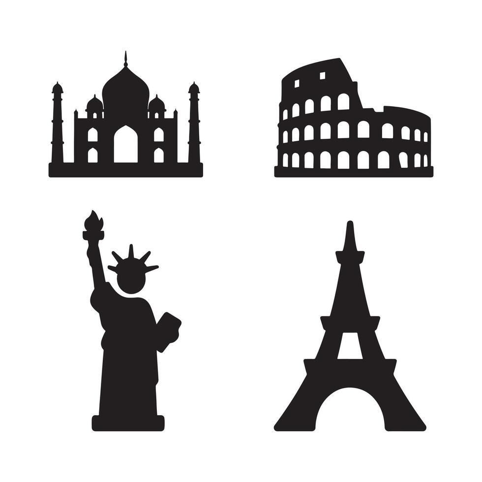 Landmark Silhouette Icon Design with White Background Illustration vector