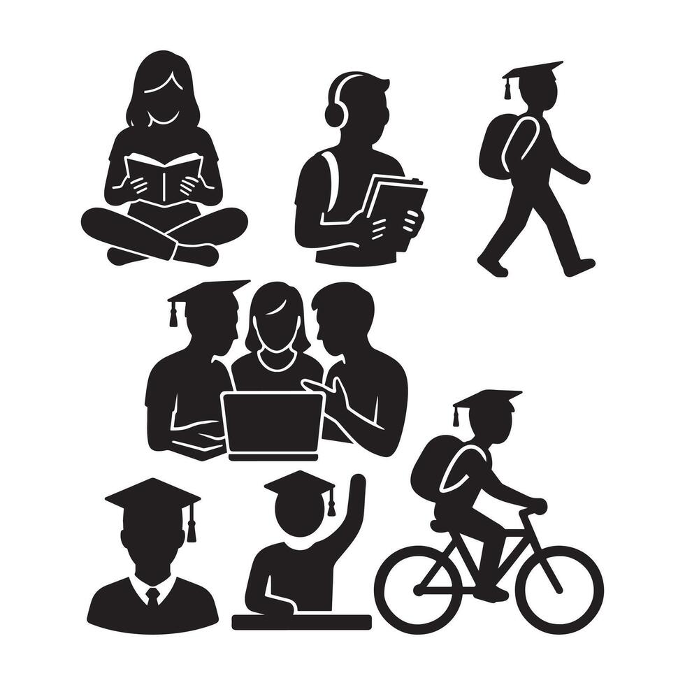 College Student Silhouette Icon with White Background Illustration simple silhouette illustration depicts vector