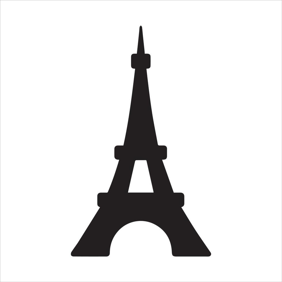 Eiffel Tower Silhouette Icon Design with White Background Elegant silhouette vector