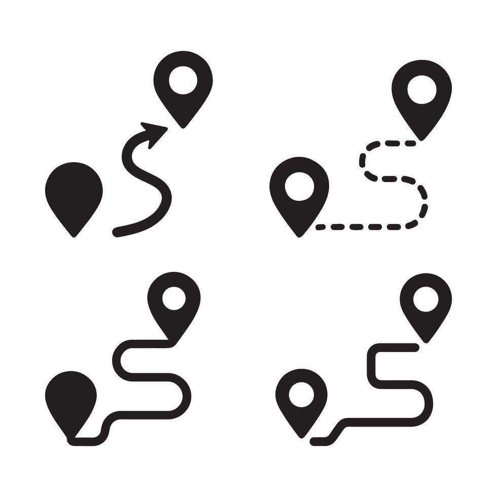 Route Icon Silhouette with White Background Design for Navigation or Travel vector