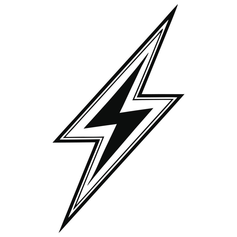 Bold black lightning bolt graphic design element vector