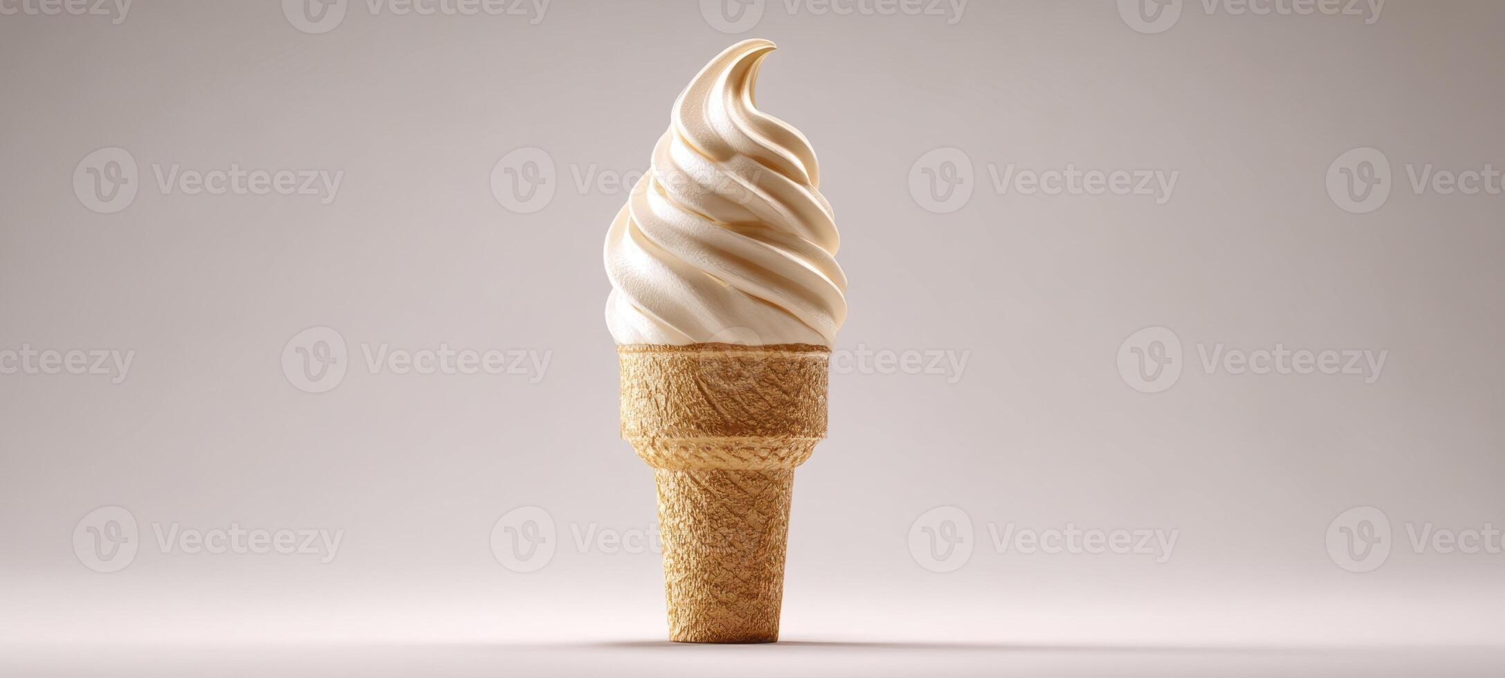 The delightful ice cream cone with creamy swirls for a refreshing treat. photo