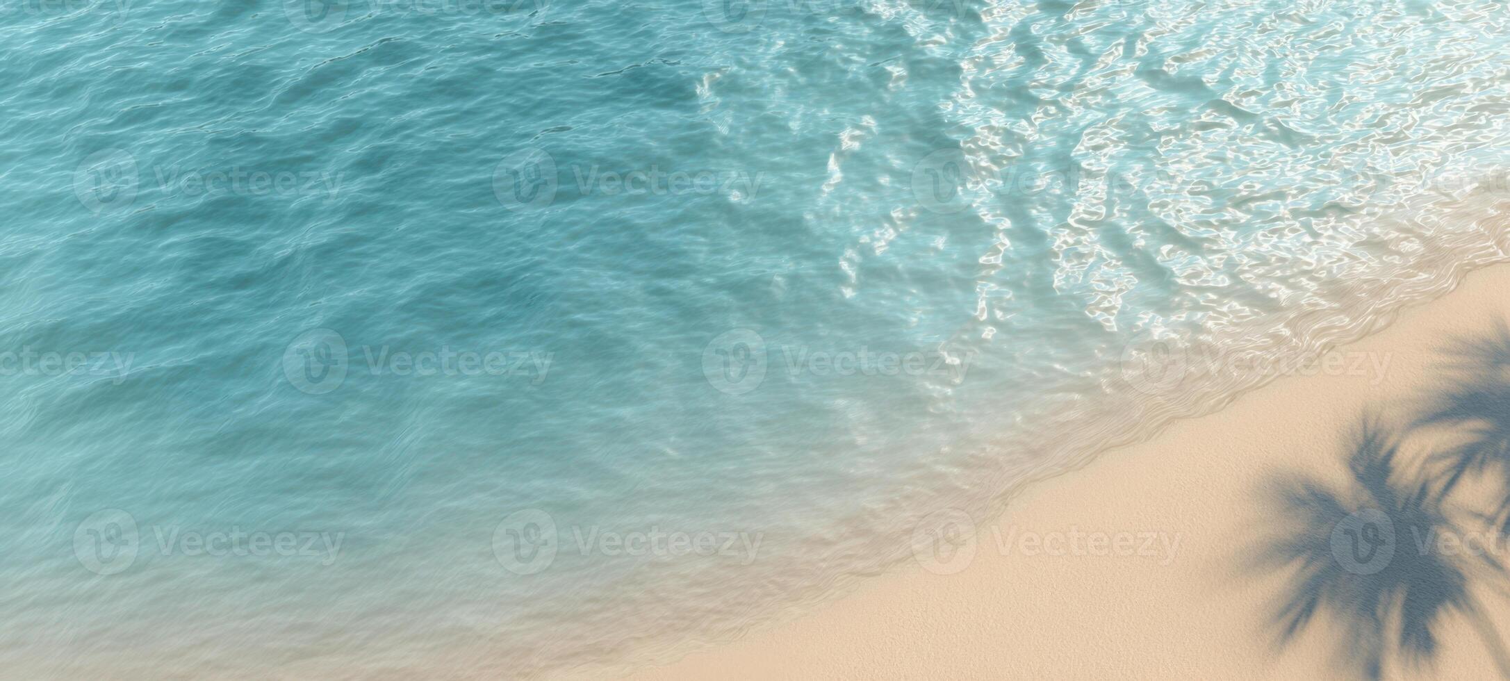 A view of a beach with palm trees and the ocean photo