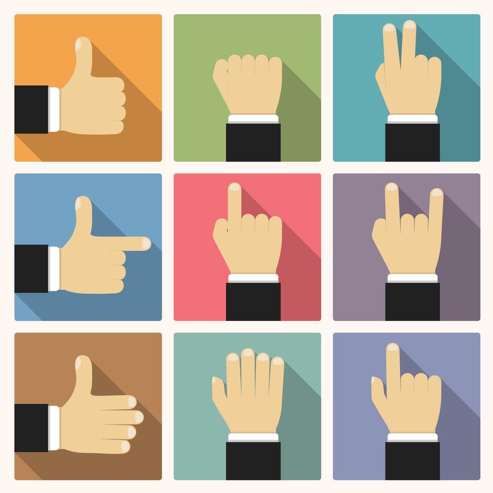 Hands showing different symbols vector